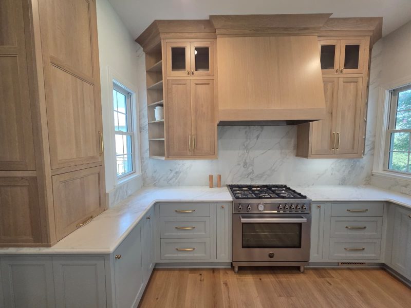 Quartz countertop with cabinets